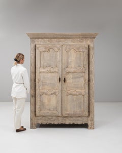 1840s French Provincial Hand-Carved Oak Cabinet from Mid-19th Century
