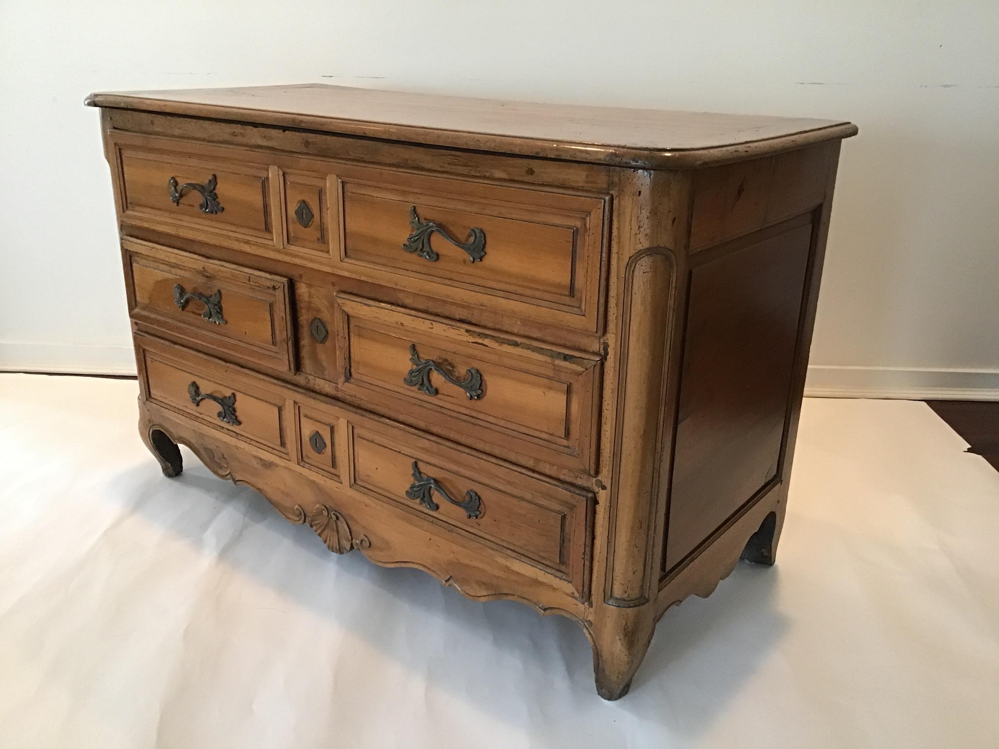 1840s French Provincial Louis XV chest of drawers. Very heavy. Bought in Italy, acquired from a Southampton, NY estate.