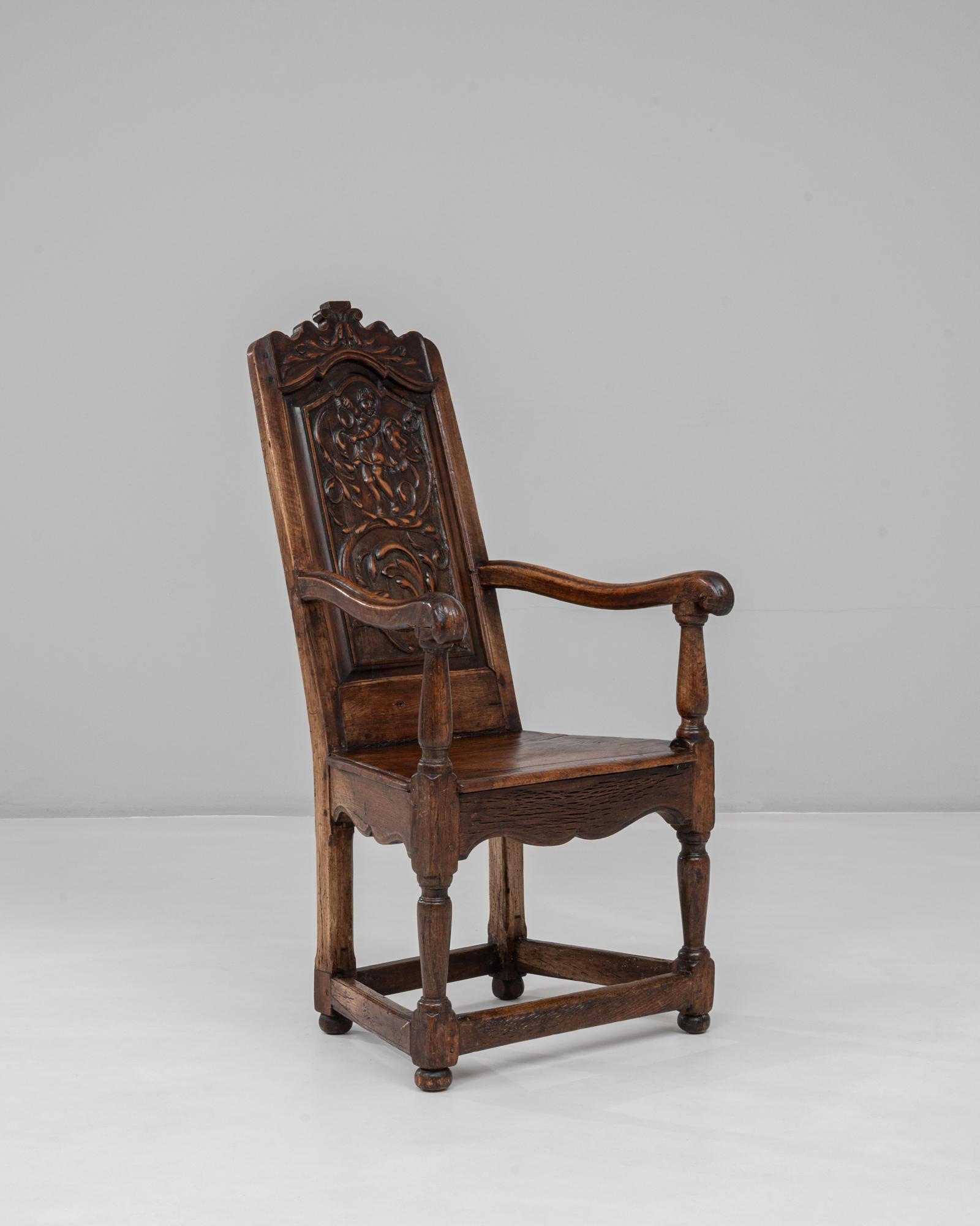 Trône français en bois sculpté à la main des années 1840 en vente 2