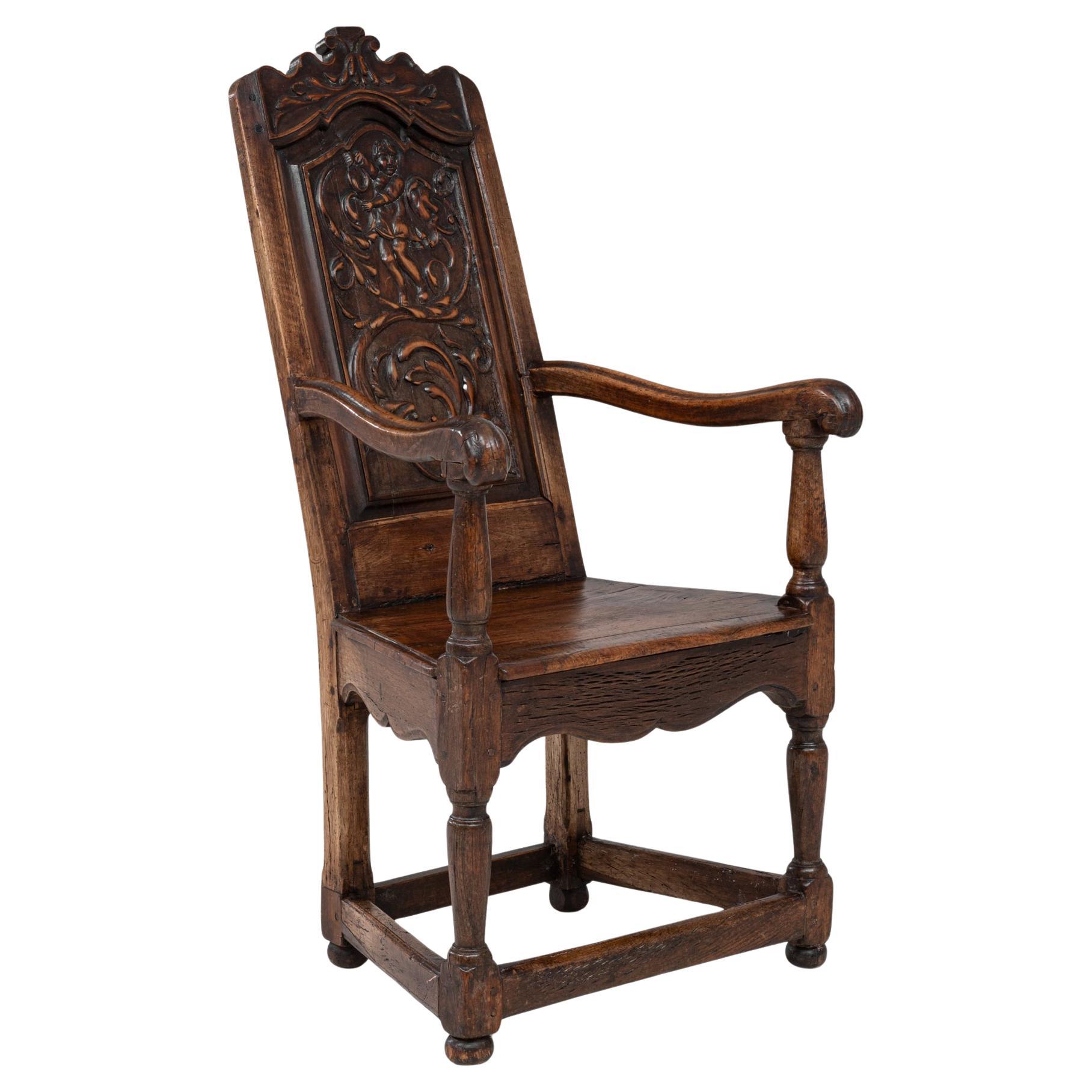 Trono francese in legno intagliato a mano del 1840