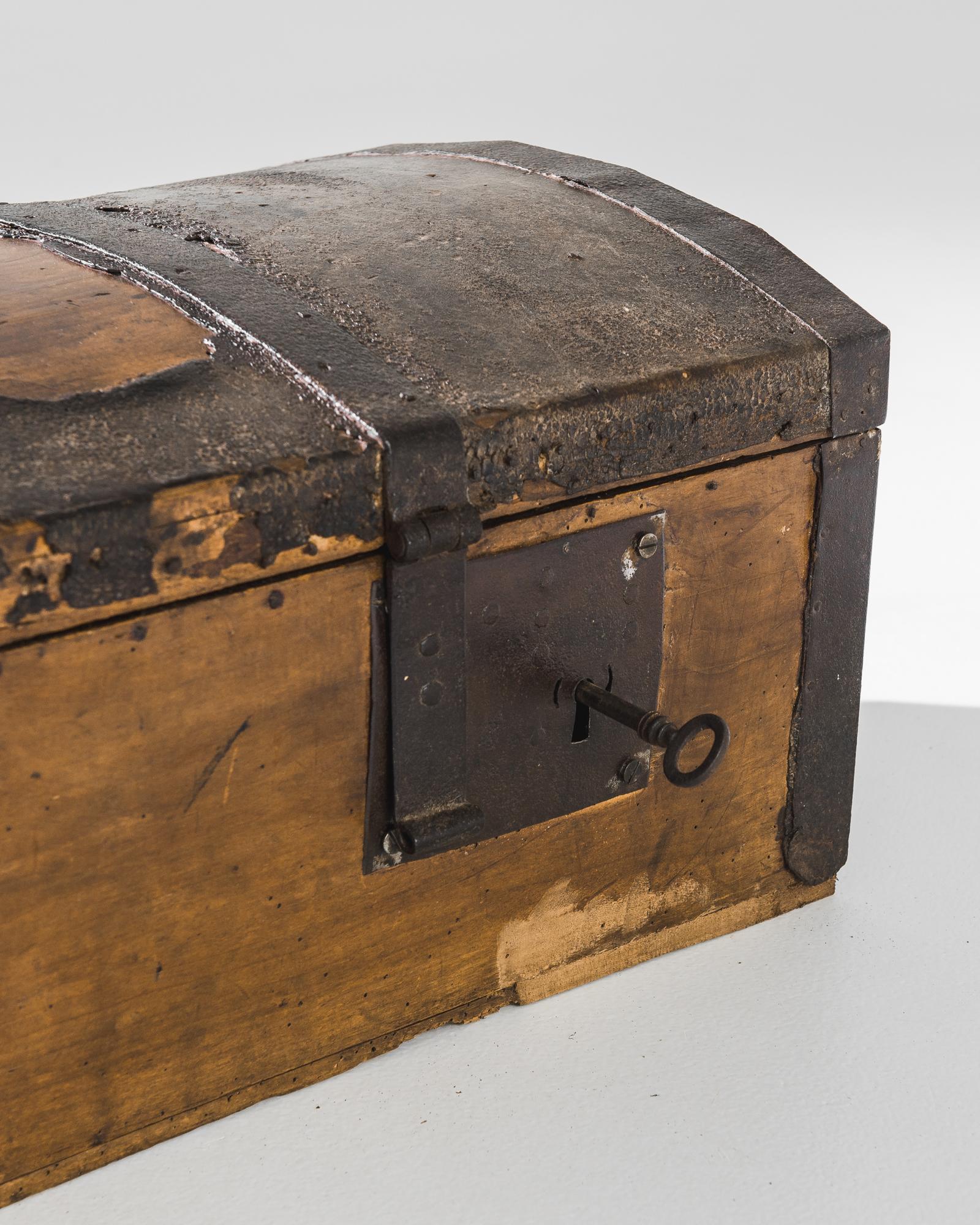 19th Century 1840s French Wooden Trunk