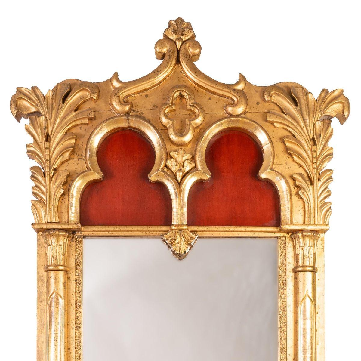 1840's Gothic Revival Gilt Pier Mirror In Good Condition For Sale In Kenilworth, IL