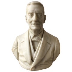 1840s Marble Bust of Man by Philip Garbeille