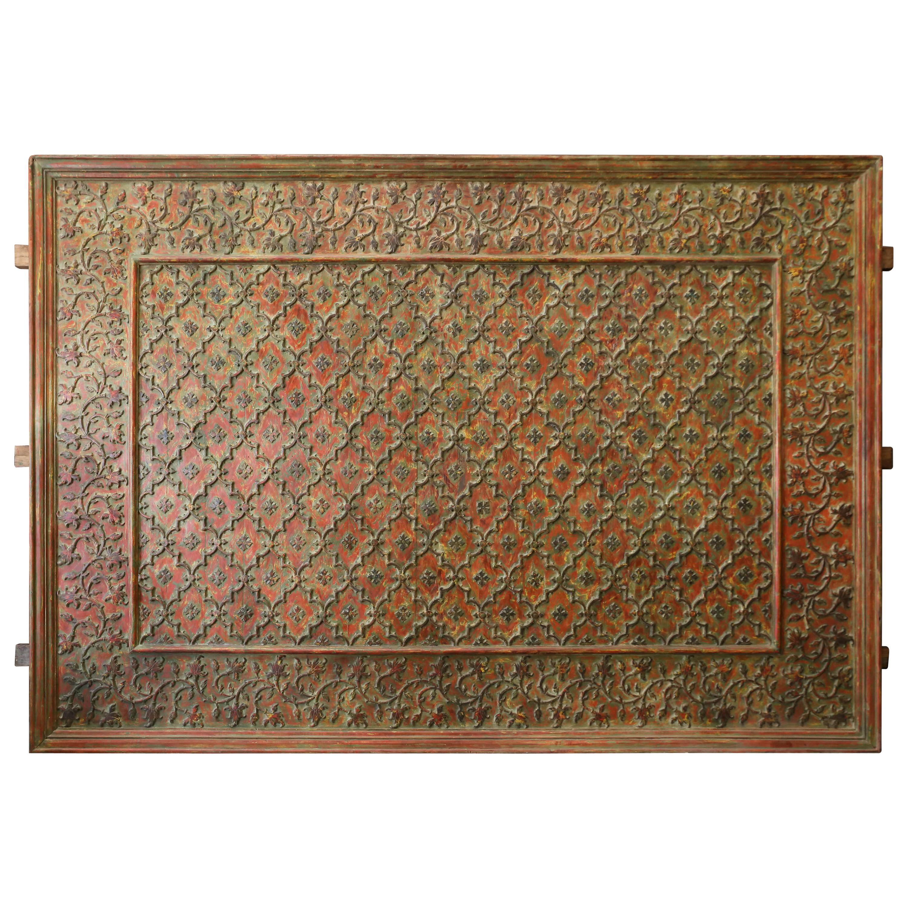 1840s Teak Wood and Bronze Monumental Ceiling from a Jain Temple in Gujarat For Sale