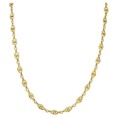 1840's Victorian 18 Karat Yellow Gold Quatrefoil Chain Necklace