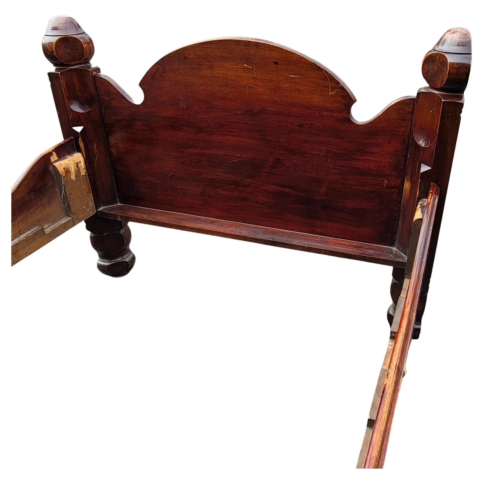 Hand-Carved 1840s Victorian Mahogany High Back Twin Bedsteads, a Pair For Sale