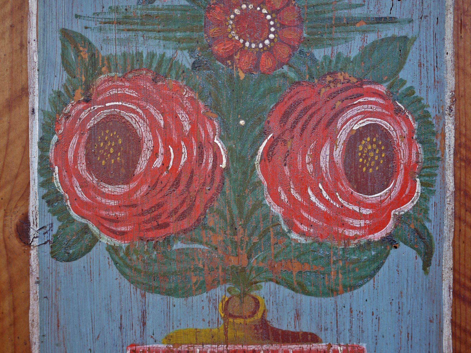 1841 Armoire peinte à motifs floraux bleus - Alpes européennes en vente 9