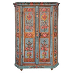 1841 Blue Floral Painted Cupboard - European Alps