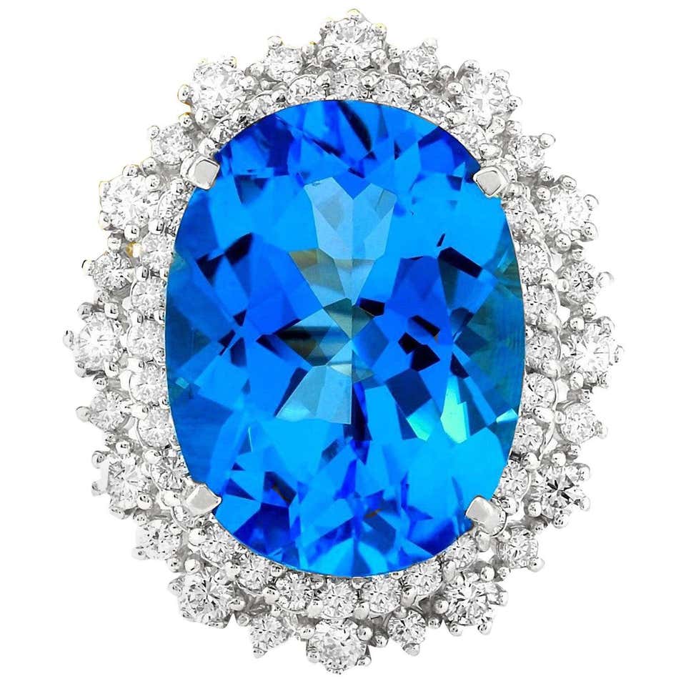 2.45 Carat Natural Pink Topaz and Diamond 14 Karat Solid White Gold ...