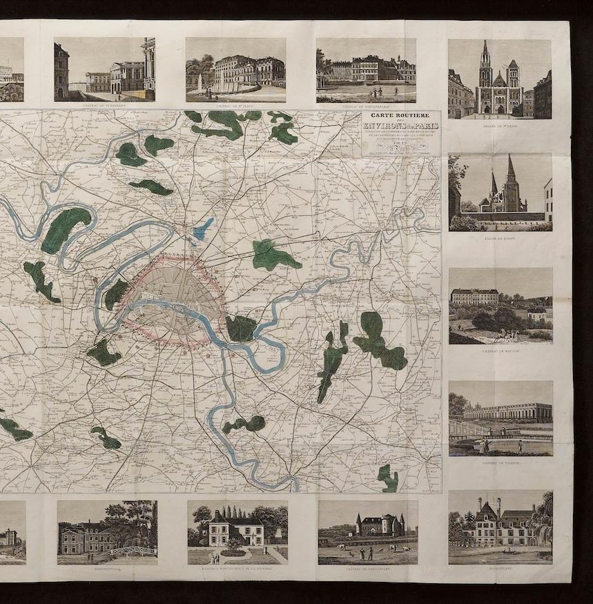 French Antique Map of Paris, 
