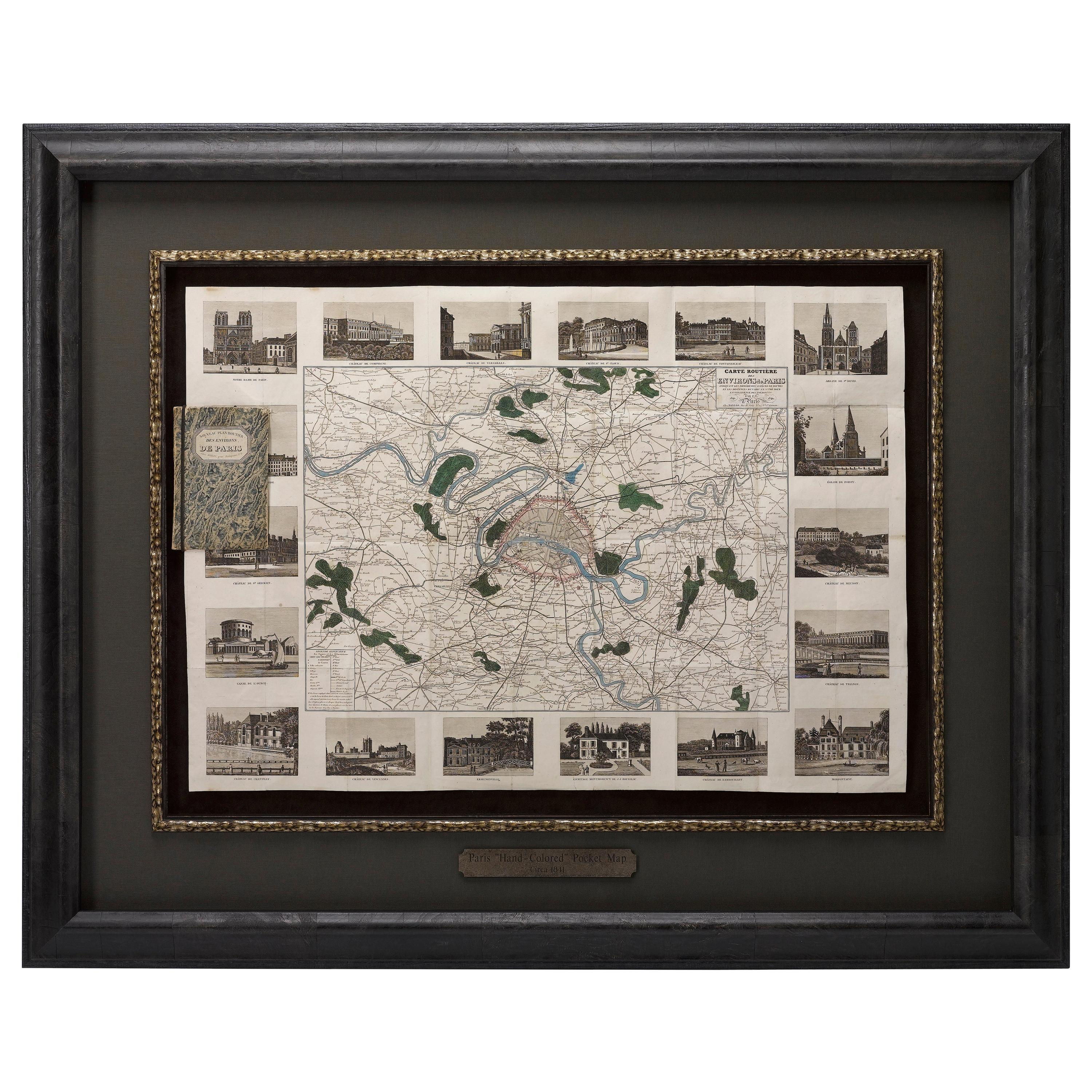 Antique Map of Paris, "Carte Routiere des Environs de Paris" 1841