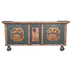 1842 Bluie Floral Painted Tyrolean Chest