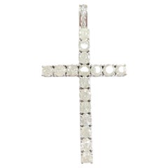 18.42 Carat Natural Diamond LARGE Cross Pendant 14 Karat White Gold