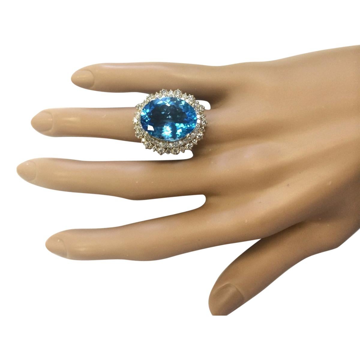 Oval Cut Natural Topaz Diamond Ring In 14 Karat Yellow Gold For Sale