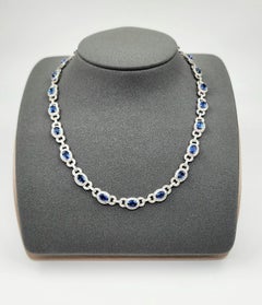 Wunderschöne 13,20 ct Natürlicher Blauer Saphir und Diamant Platin Halskette