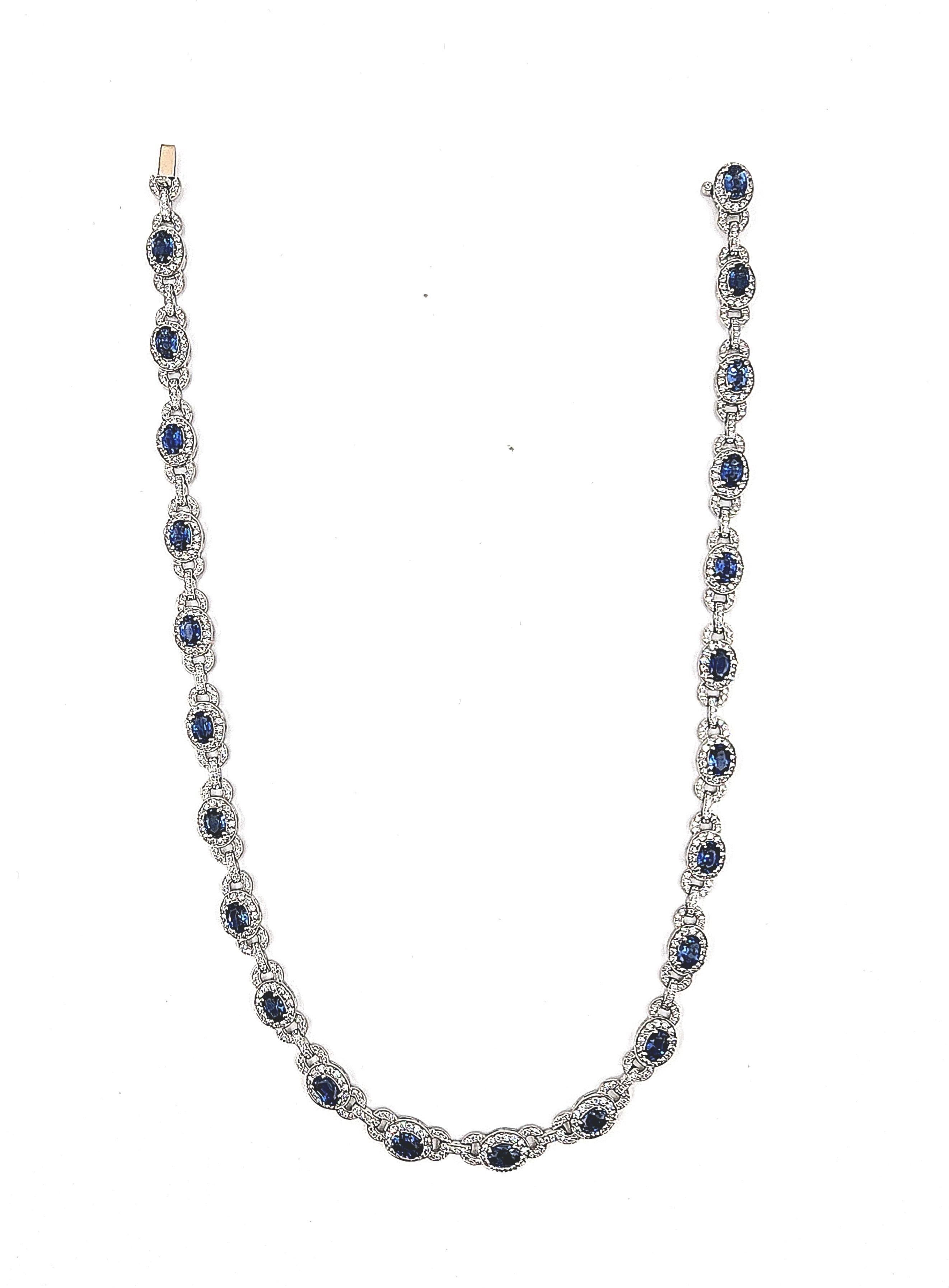 18.35 ct Natural Sapphire & Diamond Necklace For Sale 2