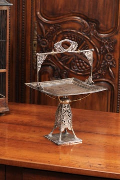 1842 Silver Plated Cake Plate by the Meriden Britannia Company with Foliage