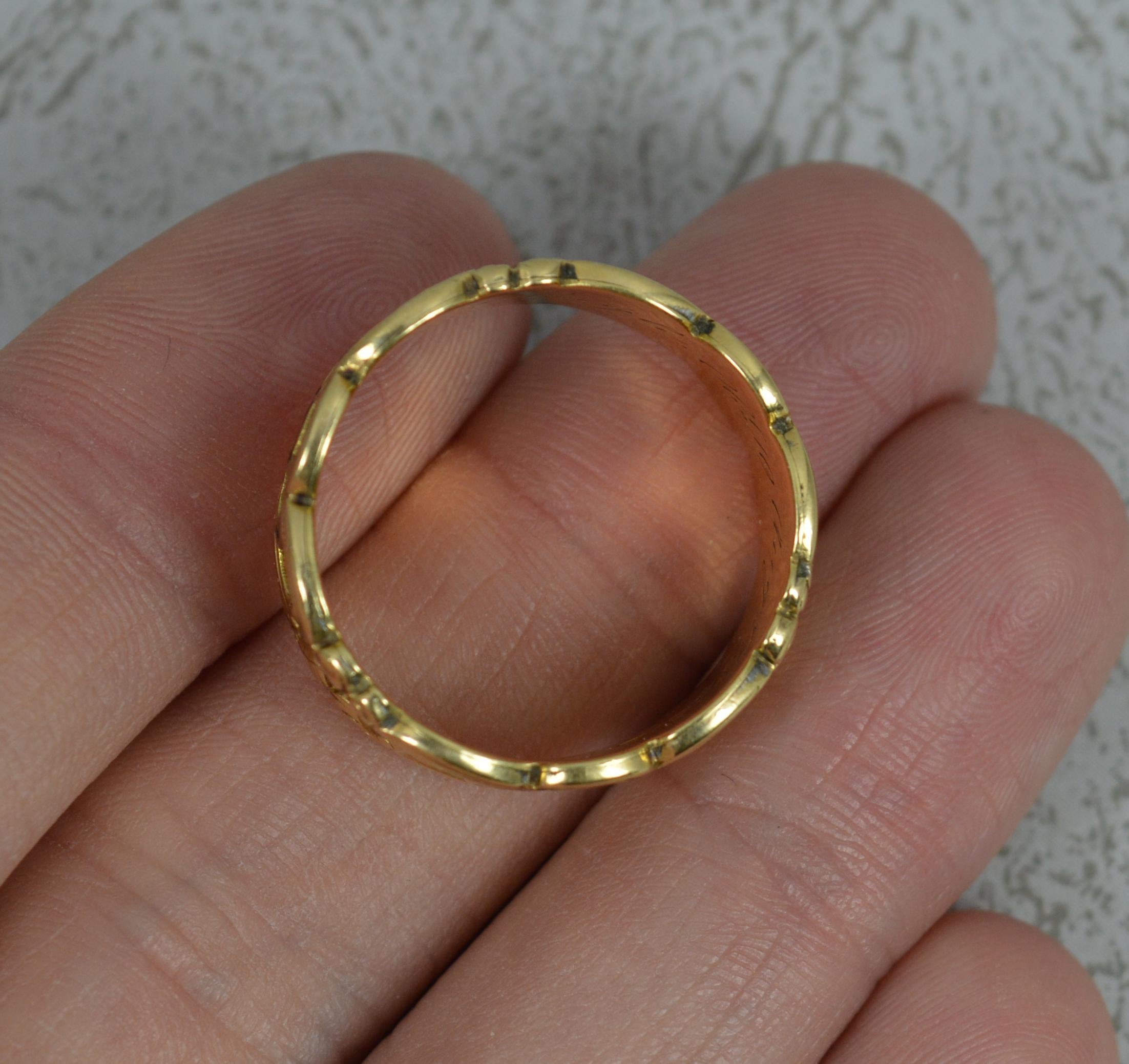 Early Victorian 1842 Victorian 18 Carat Gold Enamel In Memory of Mourning Band Ring For Sale