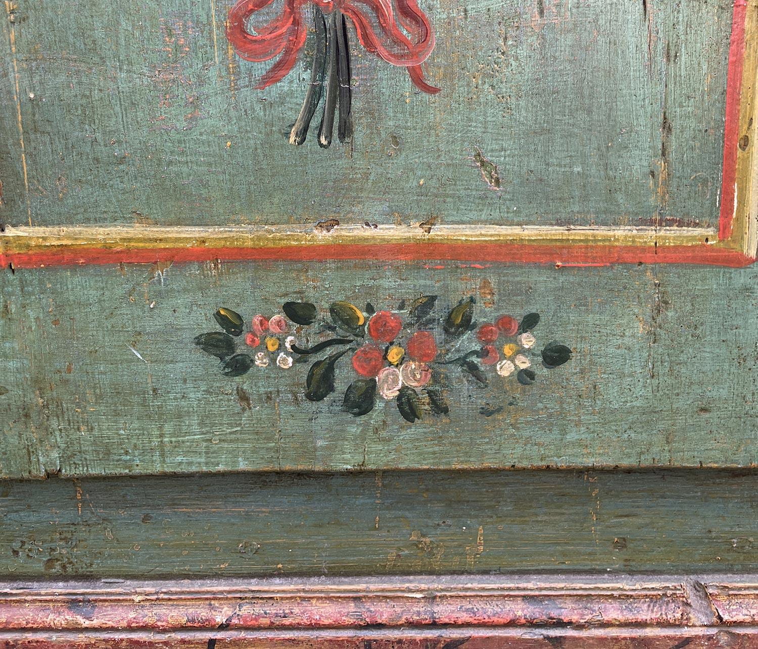 1843 Green Floral Painted Wardrobe, Dolomites Mountains 2