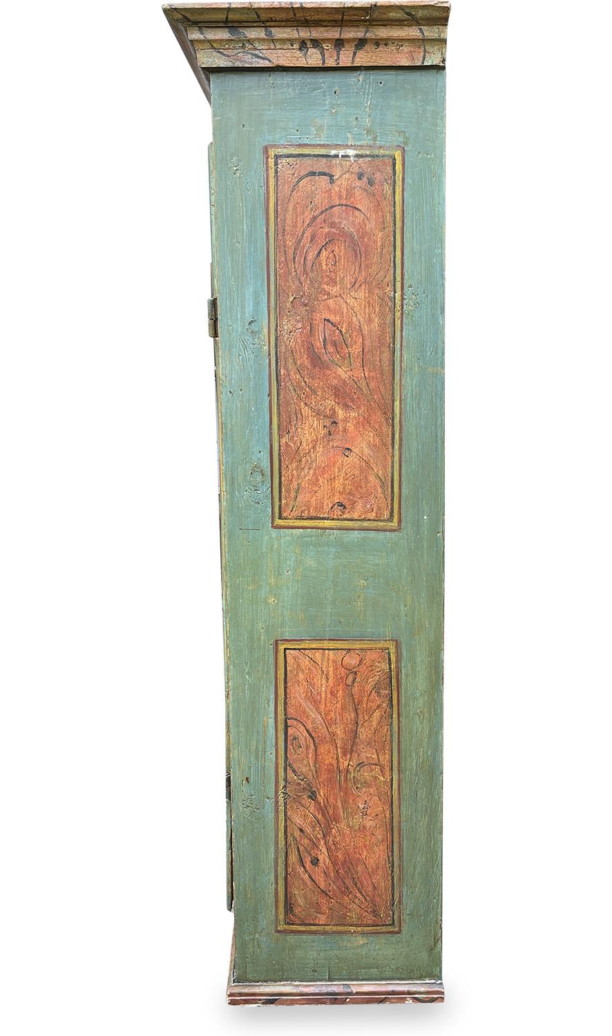 1843 Green Floral Painted Wardrobe, Dolomites Mountains 4