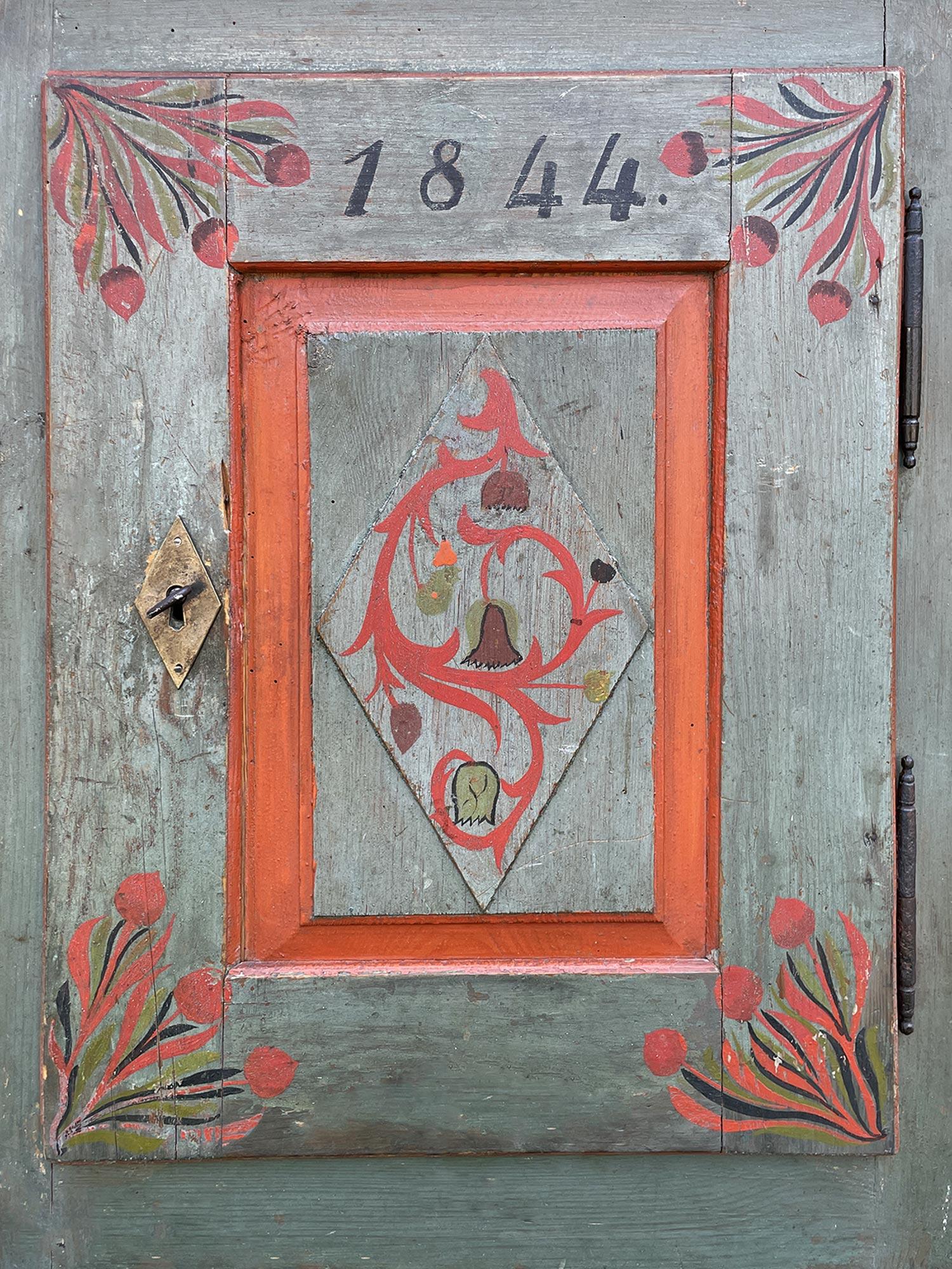 1844 Armario Pequeño Pintado Floral Azul 3