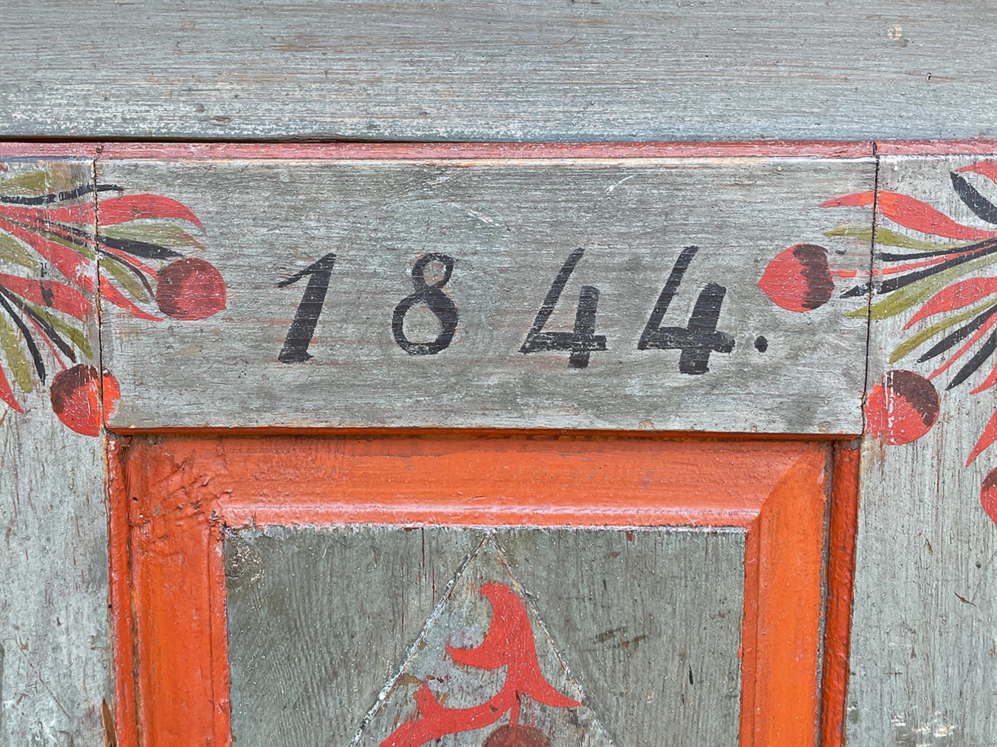 1844 Armario Pequeño Pintado Floral Azul Pintado a mano