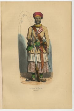 1844 Handcoloured Lithographs of Afghan Soldier & Indian Sub-Officer