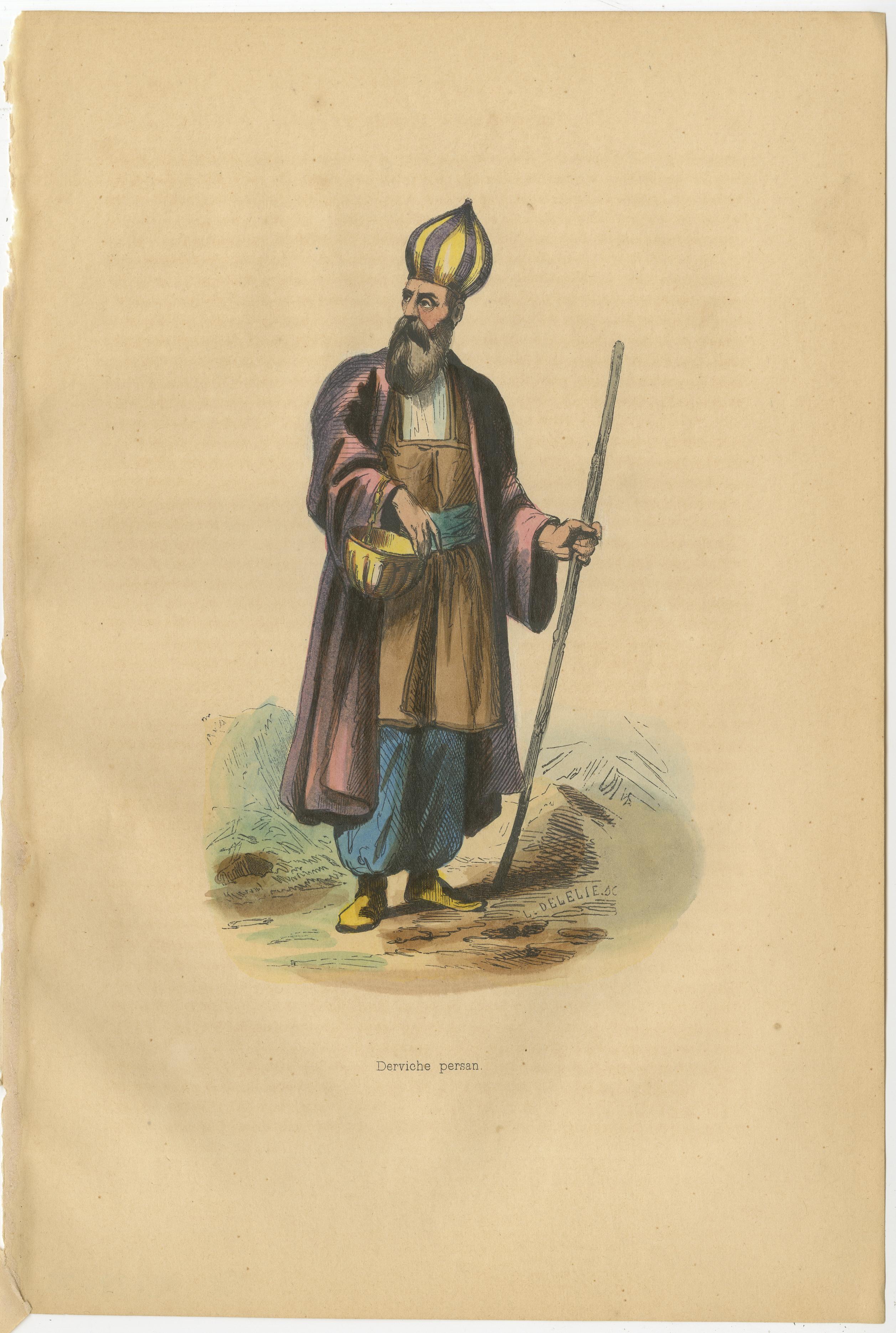 1844 Figuras Culturales Persas: Estampas grabadas de atuendos tradicionales en Bueno Estado en Langweer, NL