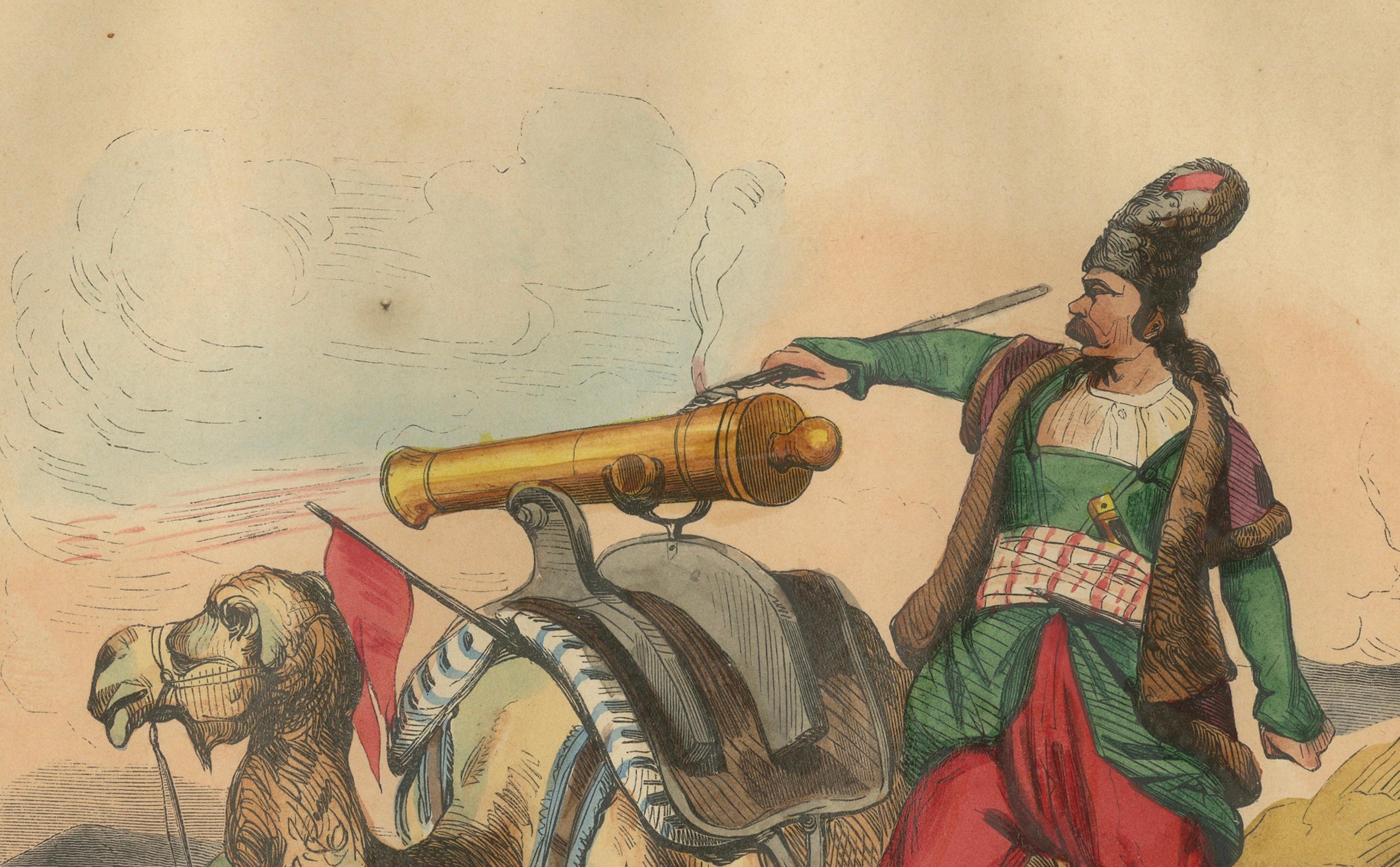 Carta 1844 Eleganza persiana: Dalla nobiltà di fumo alla guerra nell'arte in vendita