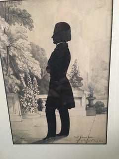 Augustuste Edouart Artista francese 1844 Silhouette di gentiluomo di Saratoga Springs