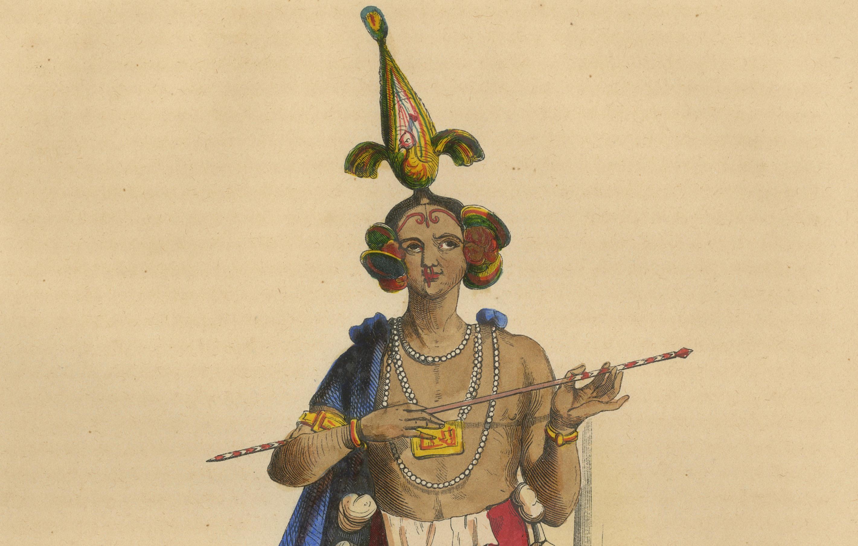 1844 Vibrant Indian Cultural Prints: Musician and Dancer Lithographs For Sale 2