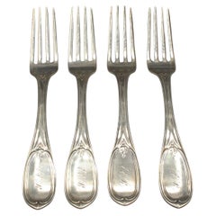 Ensemble de quatre fourchettes à dîner en argent à monnaie par Mitchell & Tyler, 1845-1866