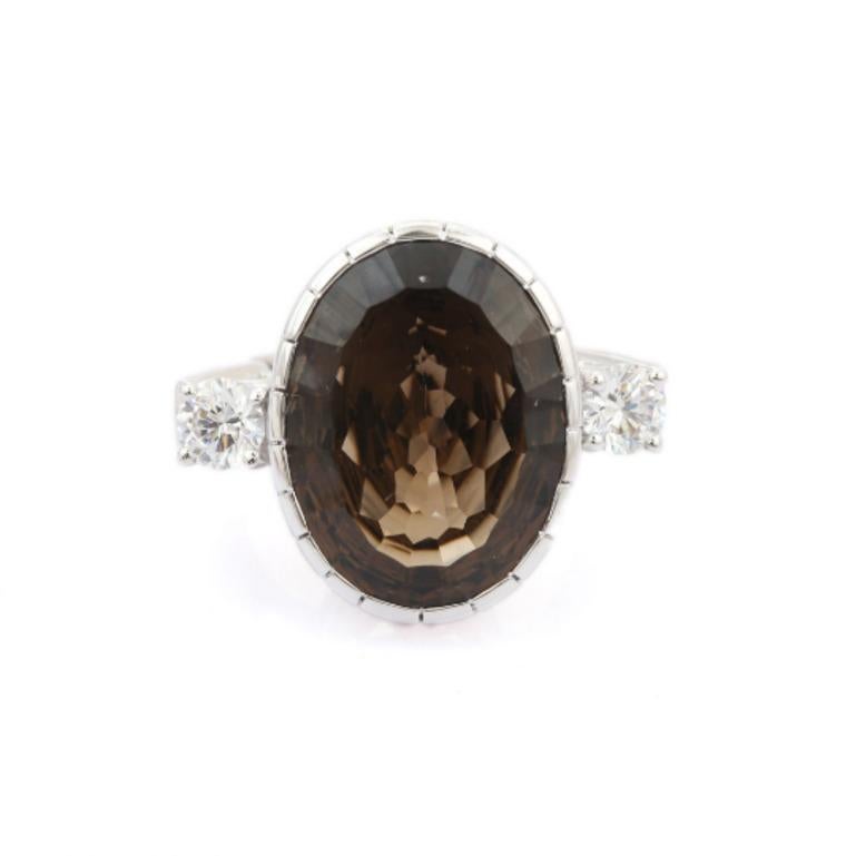For Sale:  18.45 Carat Smoky Topaz Statement Ring in 925 Sterling Silver 2