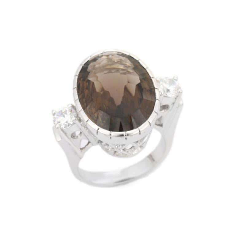 For Sale:  18.45 Carat Smoky Topaz Statement Ring in 925 Sterling Silver 3