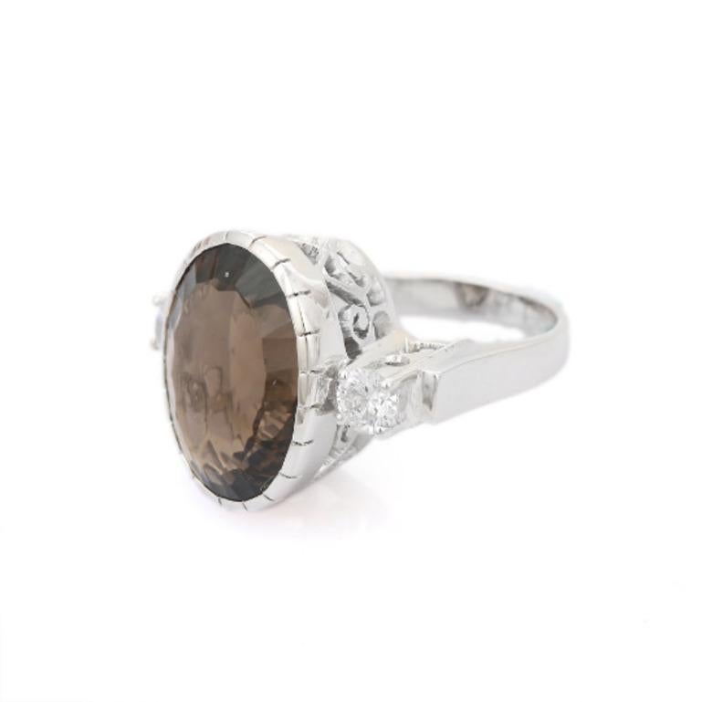For Sale:  18.45 Carat Smoky Topaz Statement Ring in 925 Sterling Silver 5