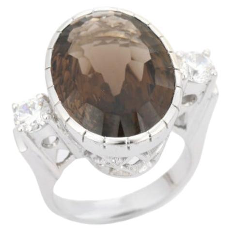 For Sale:  18.45 Carat Smoky Topaz Statement Ring in 925 Sterling Silver