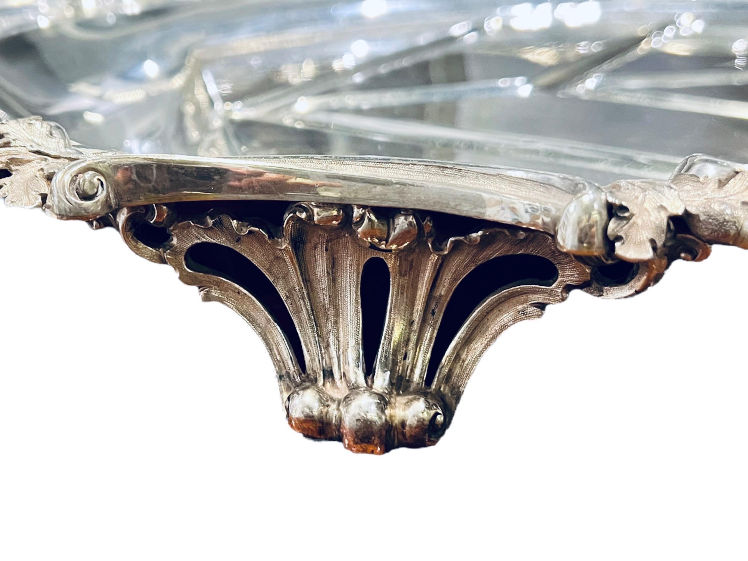 19th Century 1845 English Victorian Silver Meat Dish Platter by Benjamin Smith III For Sale