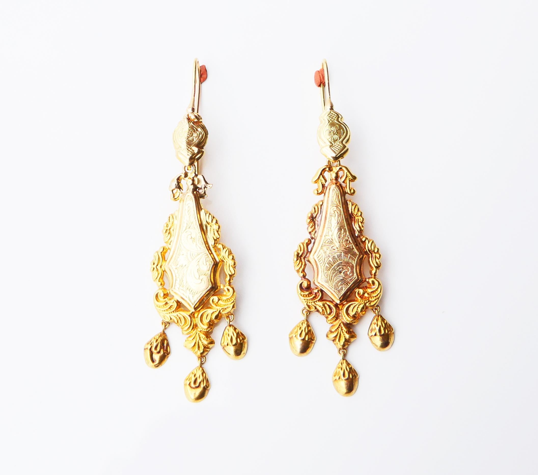 1845 Nordic earrings solid 18K Yellow Gold / 7.3 gr For Sale 6
