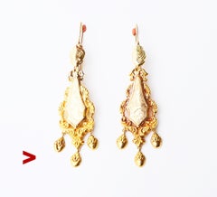 1845 Pendientes nórdicos de oro amarillo macizo de 18 quilates / 7,3 gr