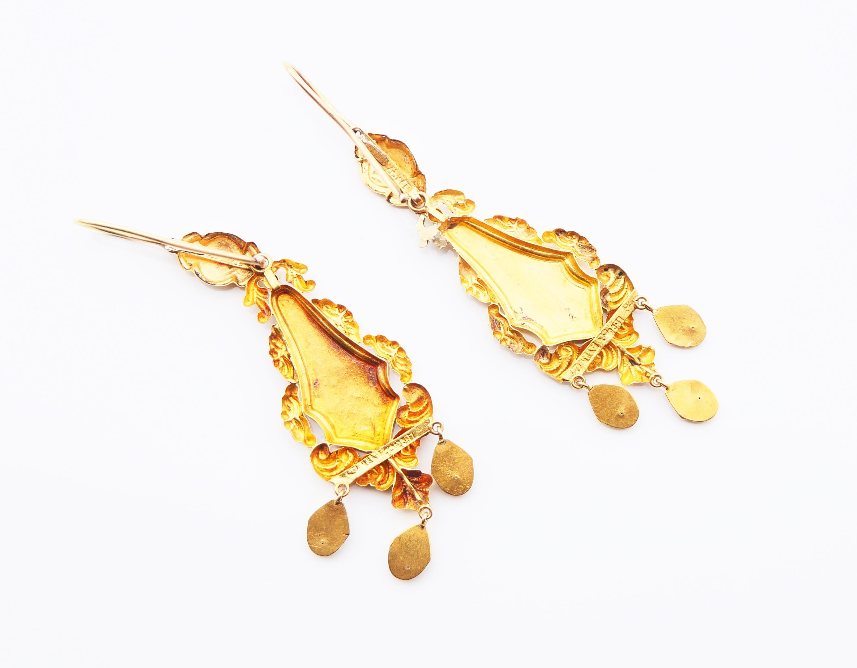 1845 Nordic earrings solid 18K Yellow Gold / 7.3 gr For Sale 3
