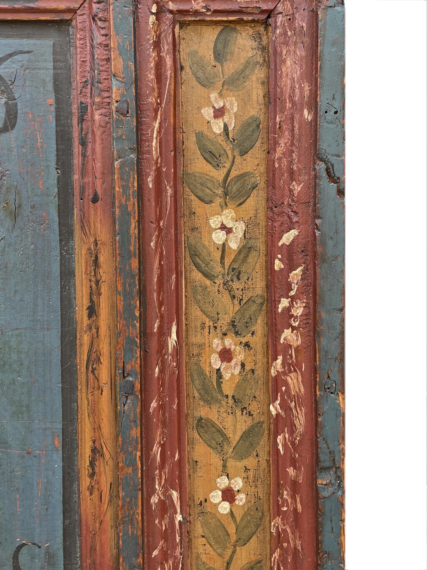 1846 Alpenblau geblümte Deckentruhe im Angebot 4