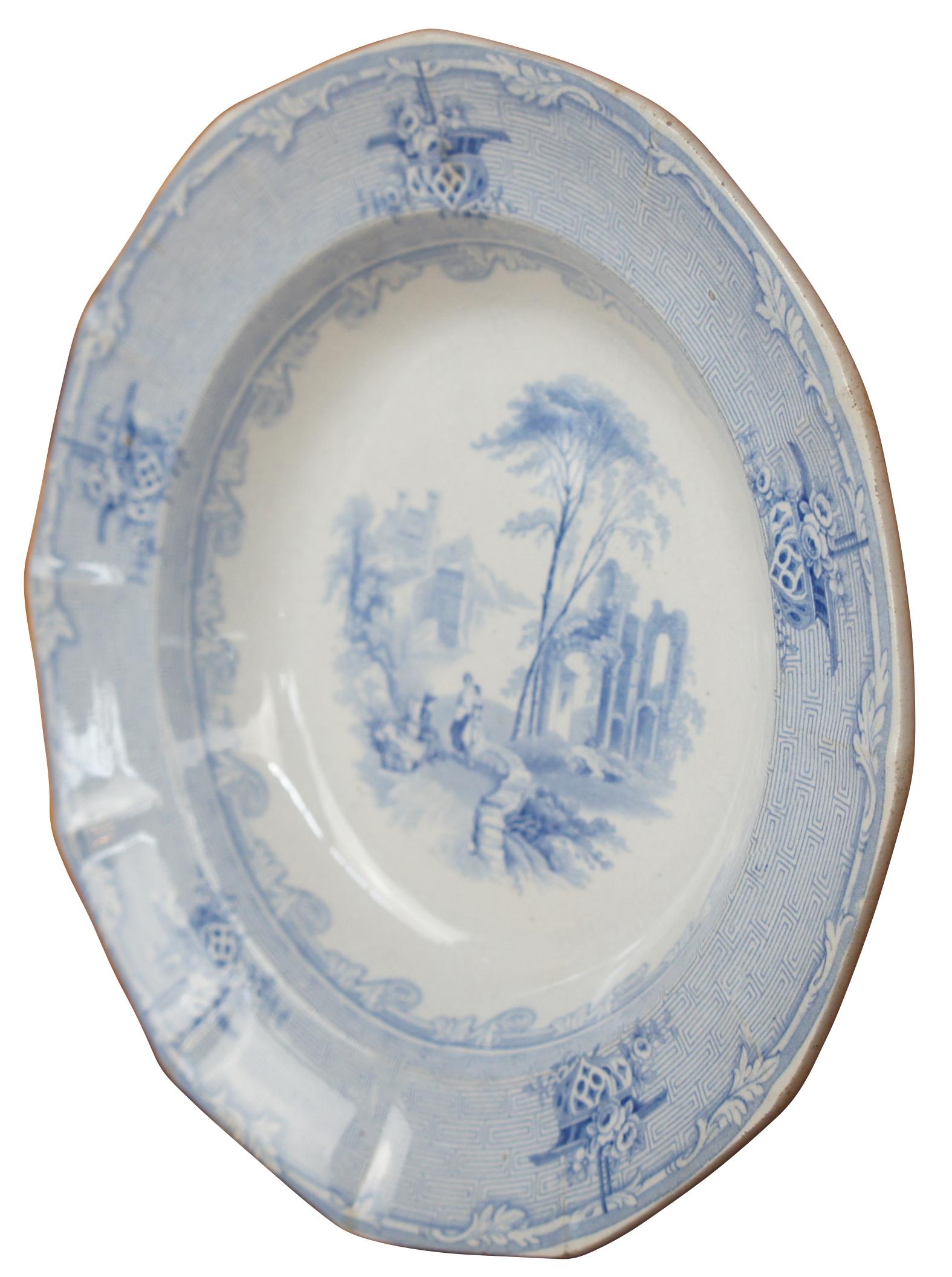 masons ironstone china england signature transfer blue plates