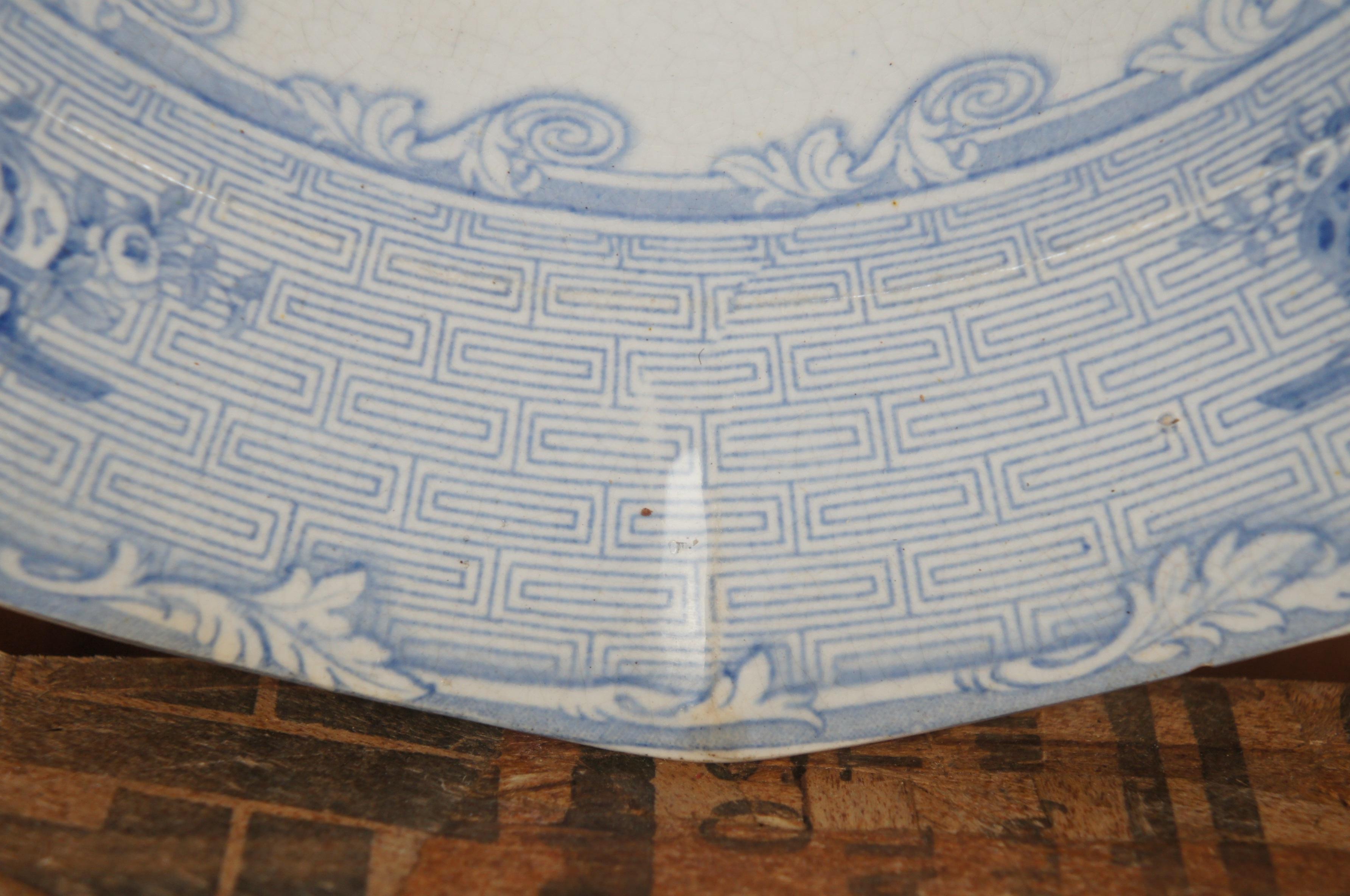Mid-19th Century 1846 Antique English J Clementson Tessino Ironstone Blue Tranferware Plate 10