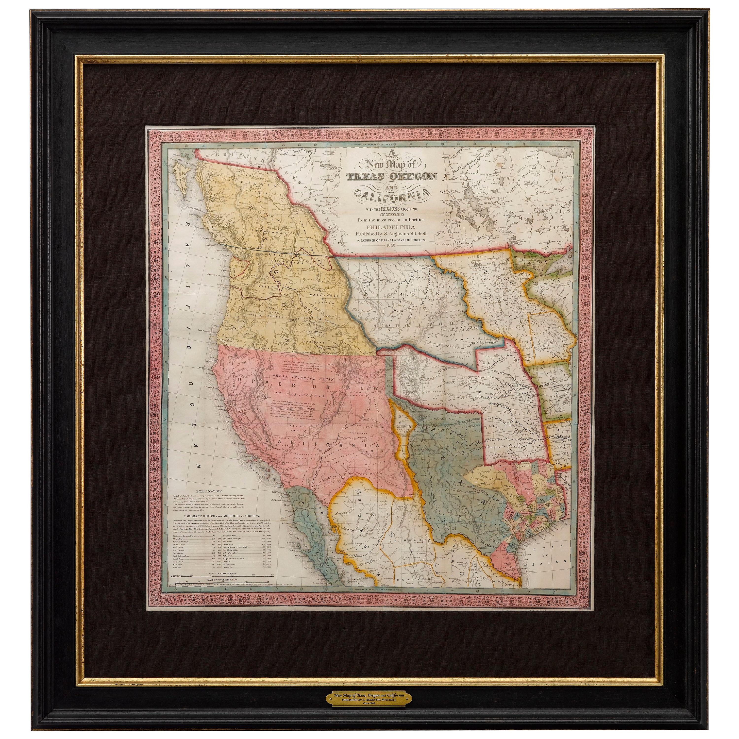 1846 Antique Map of Texas, Oregon, California, and Regions Adjoining by Mitchell
