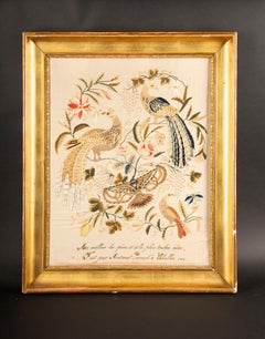 1846 Needlepoint Framed Silk