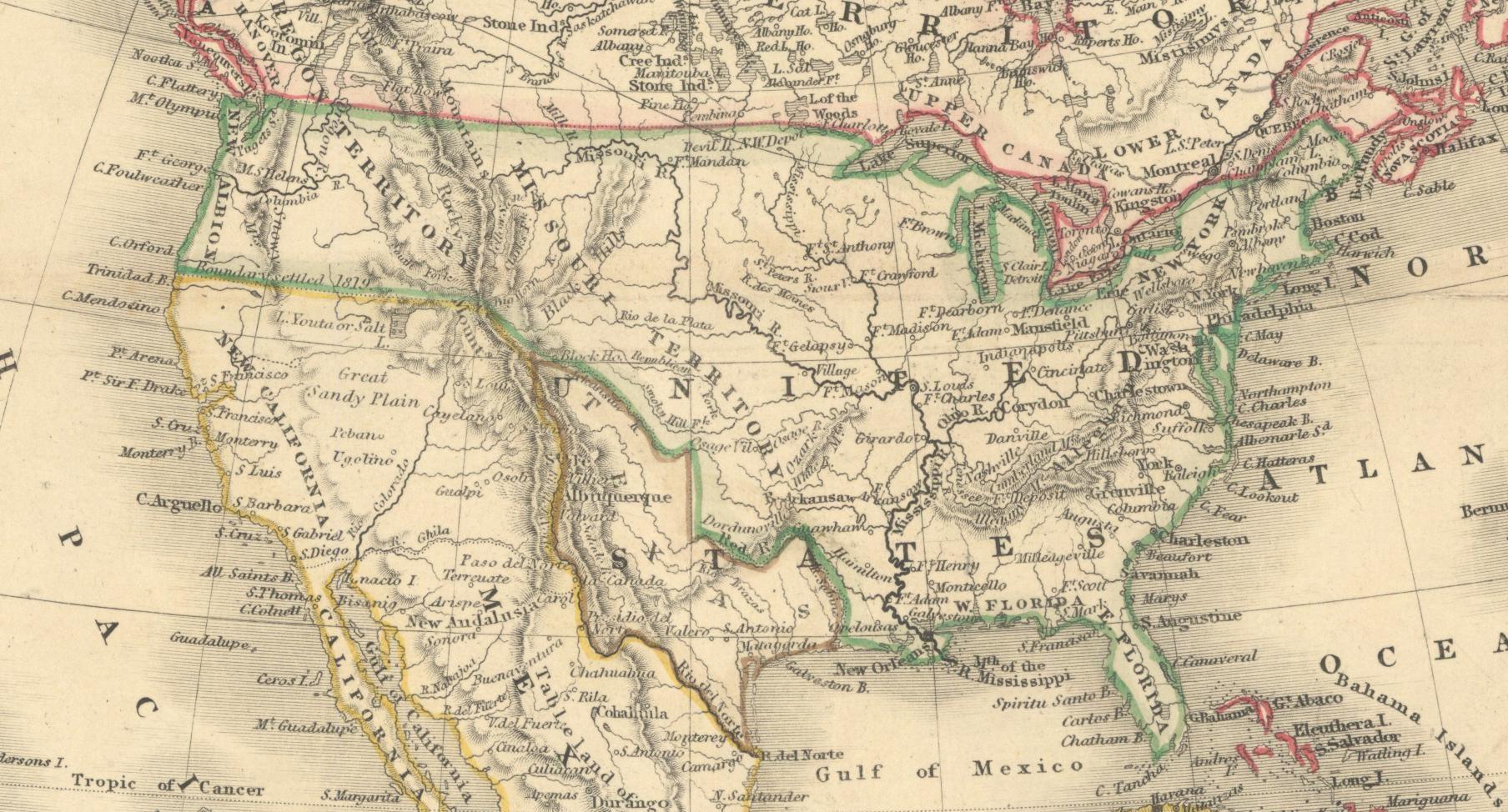 Anglais Carte de l'Amérique du Nord de 1846, gravée par I. Dower en vente