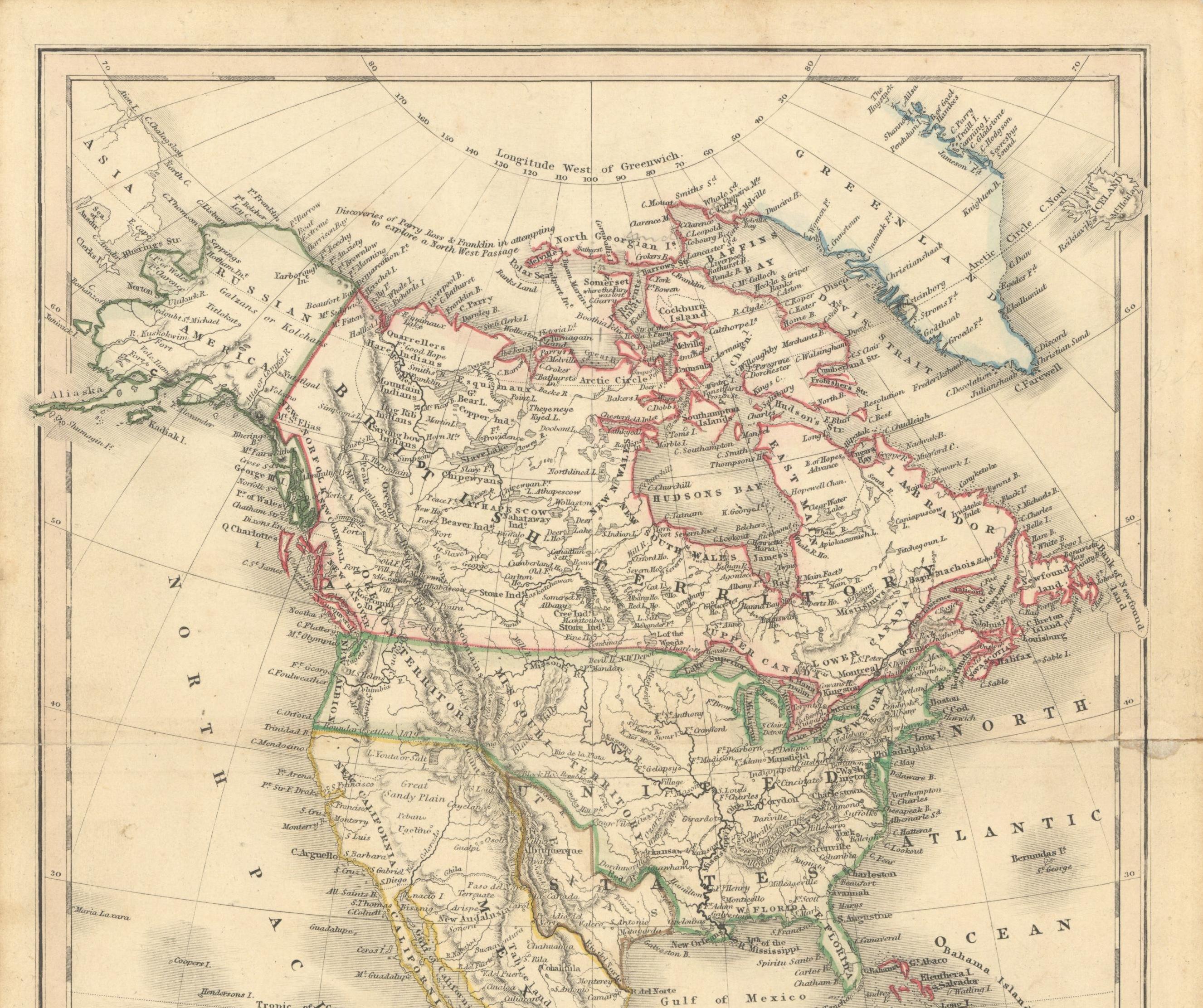 Milieu du XIXe siècle Carte de l'Amérique du Nord de 1846, gravée par I. Dower en vente
