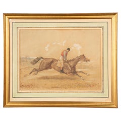 1846 Water Color by John Frederick Herring Jr. of a Horse with Rider, Signed