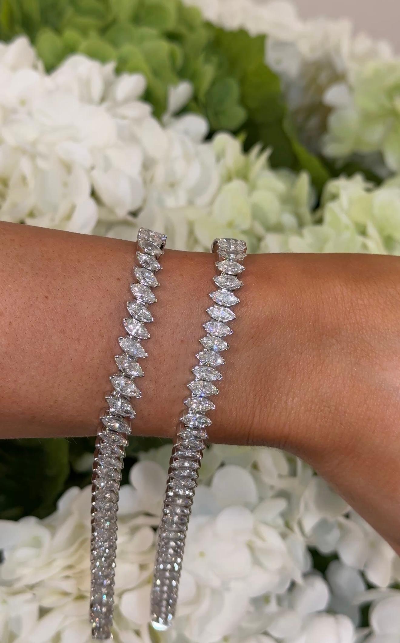 Pulsera de tenis con diamantes marquesa de 18,46 ct Corte marquesa en venta