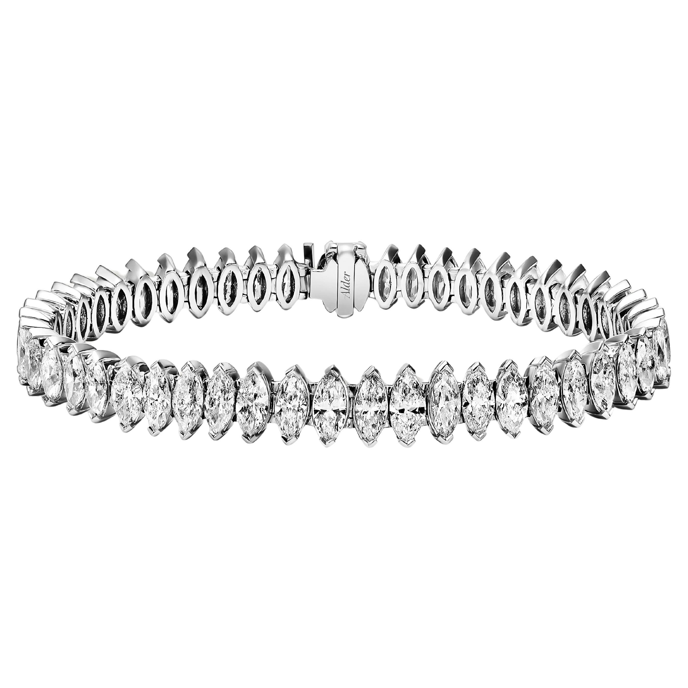 Pulsera de tenis con diamantes marquesa de 18,46 ct en venta